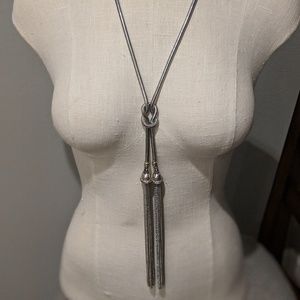 Chico's Silver Long Y-Neck Tassel Necklace